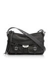 RAG & BONE BLACK LEATHER FIELD MESSENGER BAG,10638117