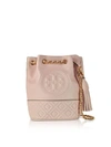 Tory Burch Mini Fleming Leather Bucket Bag In Pink