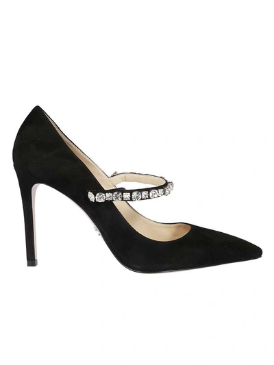 Prada Crystal-embellished Suede Pumps In Nocolor