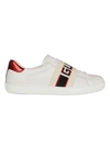GUCCI LOGO AND STRIPE LEATHER SNEAKERS,10637527