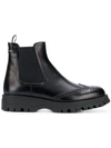 PRADA PRADA PUNCH HOLE SLIP-ON BOOTS - BLACK