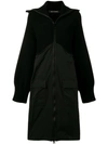 TER ET BANTINE TER ET BANTINE RIB KNIT HOODED COAT - BLACK