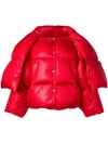 HACHE HACHE SCARF TIE PUFFER JACKET - RED