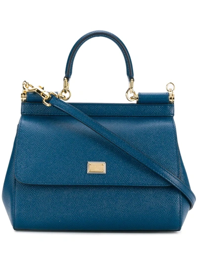 Dolce & Gabbana Medium Sicily Tote Bag In Blue