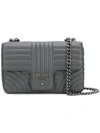 PRADA PRADA QUILTED LOGO SHOULDER BAG - GREY