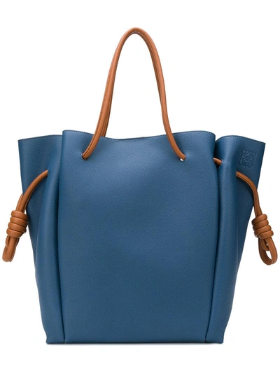 Loewe Flamenco Small Textured-leather Tote In Varsity Blue