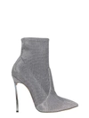 CASADEI BLADE SILVER GLITTER ANKLE BOOTS,10638229