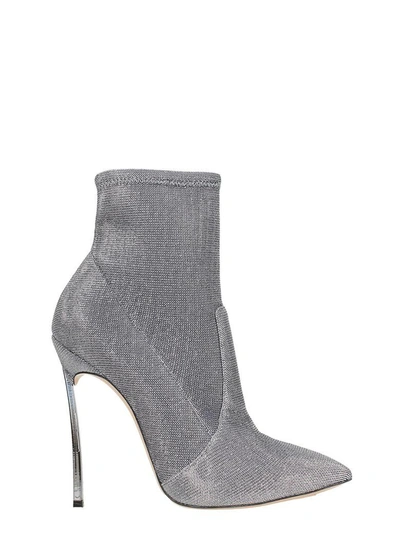 Casadei Blade Silver Glitter Ankle Boots In Grey