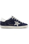 GOLDEN GOOSE SUPERSTAR DISTRESSED SUEDE AND LEATHER SNEAKERS