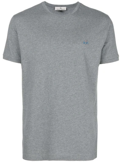 Vivienne Westwood Logo刺绣全棉t恤 - 灰色 In Grey