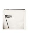 CALVIN KLEIN 205W39NYC BLACK AND WHITE AMERICAN FLAG PRINT LEATHER POUCH