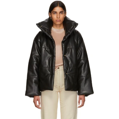 Nanushka Hide Quilted Padded Vegan Leather Jacket In Plum Chutney