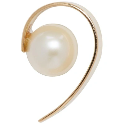 Saskia Diez 金色条状珍珠耳环 In Pearl