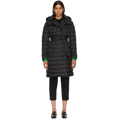 Burberry + Net Sustain Belted Hooded Quilted Shell Down Coat In Black