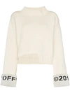 OFF-WHITE knitted logo cuff wool blend sweater