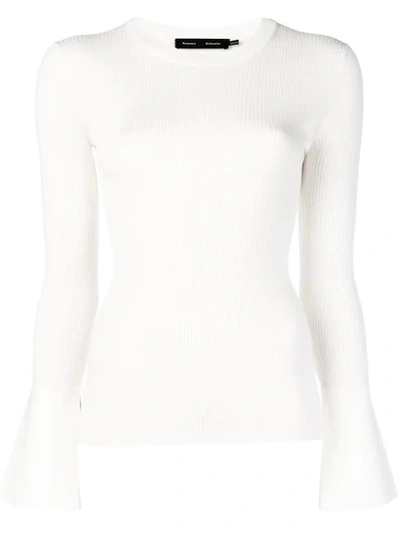 Proenza Schouler Contrast Cuff Silk & Cashmere Blend Jumper In Off White