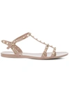 Valentino Rockstud Rubber Sandals In Poudre Color