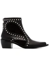 ALEXANDER MCQUEEN BLACK COWBOY 40 STUDDED LEATHER BOOT