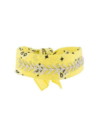 Fallon Jewel Embellished Bandana Choker In Yellow