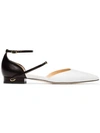 JENNIFER CHAMANDI BLACK AND WHITE ENRICO 20 LEATHER PUMPS