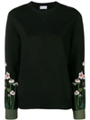 RED VALENTINO RED VALENTINO EMBROIDERED SLEEVES SWEATER - BLACK