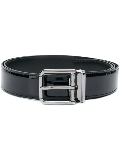 Dolce & Gabbana Patent Leather Belt In Black