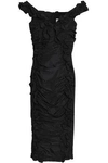 ALICE MCCALL ALICE MCCALL WOMAN MOVE WITH ME RUFFLE-TRIMMED RUCHED TAFFETA DRESS BLACK,3074457345618890159