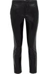 RED VALENTINO REDVALENTINO WOMAN CROPPED LEATHER SKINNY PANTS BLACK,3074457345619096169