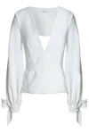 MILLY WOMAN ABBY OPEN-BACK BELTED CREPE TOP OFF-WHITE,GB 5016545970269473