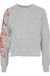 RE/DONE WOMAN +CINDY CRAWFORD CINDY PRINTED FRENCH COTTON-TERRY SWEATSHIRT LIGHT GRAY,US 4230358016476821