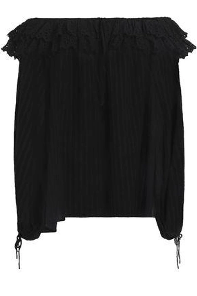 Alice Mccall Woman Got Me So Good Off-the-shoulder Lace-trimmed Cotton Blouse Black