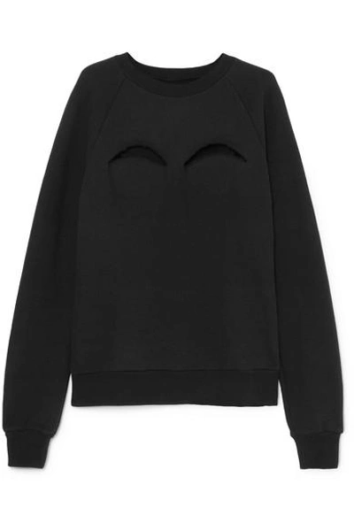 Maison Margiela Black Distressed Cotton-blend Sweatshirt