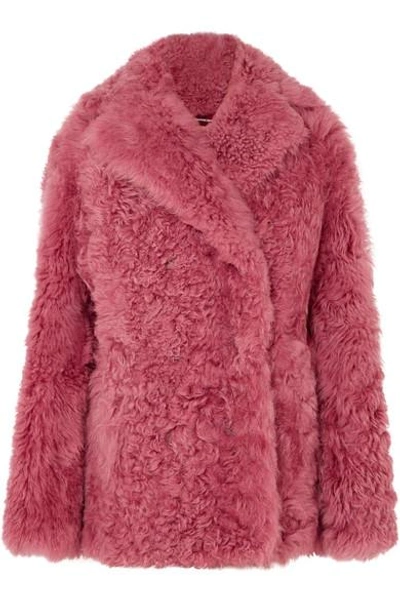 Sies Marjan Pippa Shearling Pea-coat In Pink