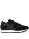PHILIPPE MODEL TROPEZ DIAMOND BLACK LEATHER AND SUEDE SNEAKER,10638292