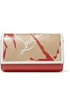 CHRISTIAN LOUBOUTIN PALOMA KRAFT SPIKED PRINTED TEXTURED-LEATHER AND PVC CLUTCH
