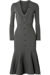 NARCISO RODRIGUEZ PANELED STRETCH-KNIT MIDI DRESS
