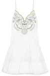 CHLOÉ RUFFLED EMBROIDERED COTTON-VOILE MINI DRESS