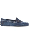 TOD'S GOMMINO DISTRESSED DENIM LOAFERS