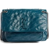 SAINT LAURENT MEDIUM NIKI LEATHER SHOULDER BAG - BLUE/GREEN,4988940EN04