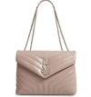 SAINT LAURENT MEDIUM LOULOU CALFSKIN LEATHER SHOULDER BAG - BEIGE,487216DV726