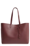 Saint Laurent Large East-west Leather Shopper Bag, Brown/black In Mink