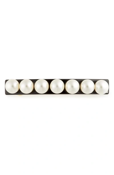 Alexandre De Paris Imitation Pearl Embellished Barrette In Black Pearl