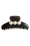 Alexandre De Paris Imitation Pearl Embellished Hair Jaw Clip In Black Pearl