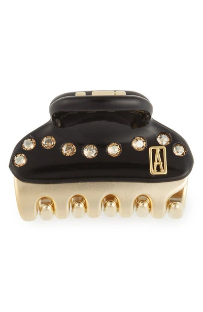 Alexandre De Paris Baby Crystal Embellished Hair Clip In Black Gold