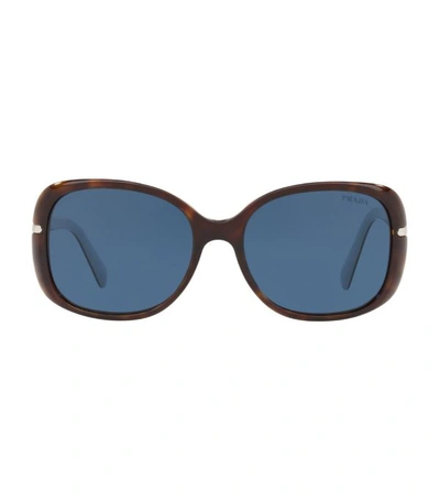 Prada Gradient Rectangle Plastic Sunglasses In Havana/blue