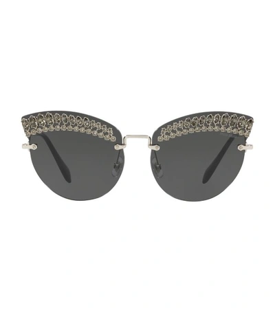 Miu Miu Scenique Evolution 65mm Oversize Rimless Cat Eye Sunglasses - Silver Solid