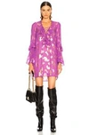 DUNDAS DUNDAS LACE UP FIL COUPE BLOUSE IN FLORAL,METALLICS,PURPLE,DUNF-WS1