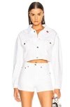 SOLID & STRIPED SOLID & STRIPED X RE/DONE HOLLYWOOD CROPPED JACKET IN WHITE