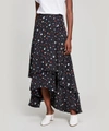 Ganni Nolana Silk Wrap Skirt In Black