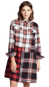 MCQ BY ALEXANDER MCQUEEN PATCHED TARTAN SHIRT DRESS